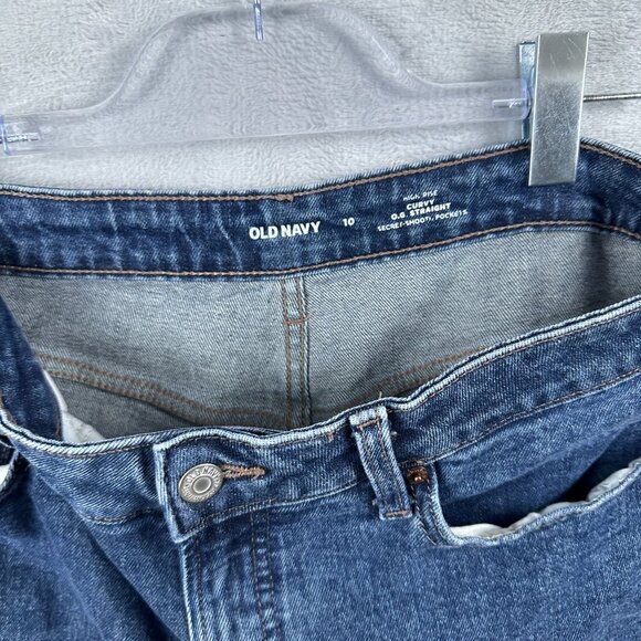 Old Navy O.G Straight Jeans High Rise Curvy Womens 10 Secret Smooth Pockets Blue - Picture 5 of 12